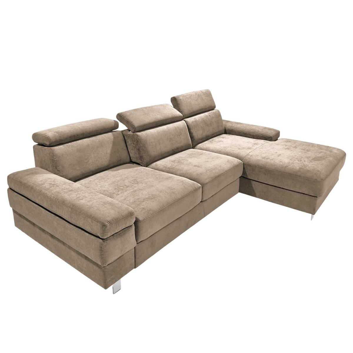 Ecksofa Elvis Schlammfarben S: - Schlammfarben/Silberfarben, KONVENTIONELL, Textil (259/182cm) - Trendmanufaktur