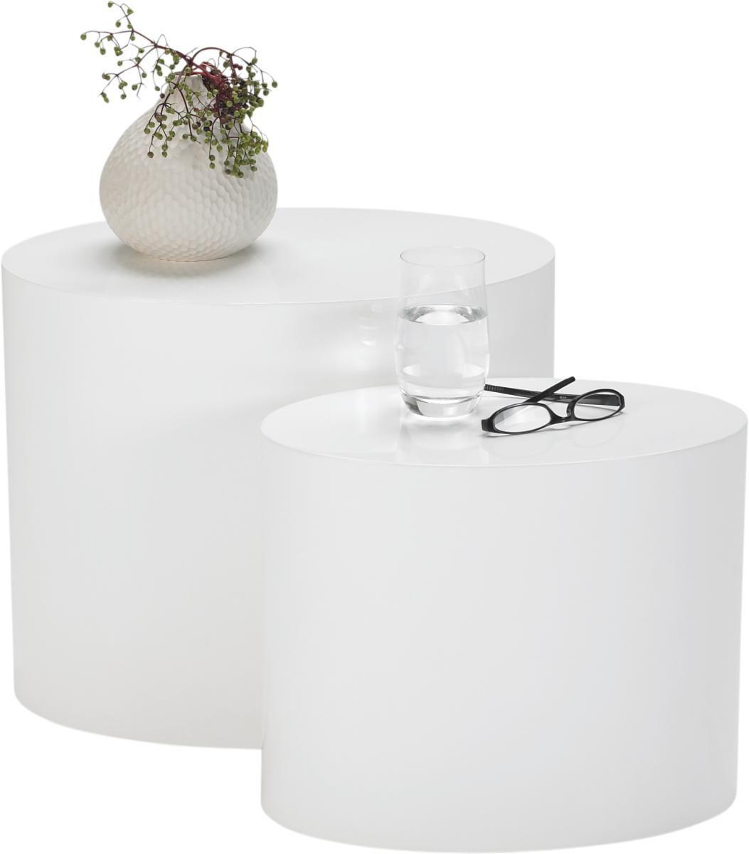Couchtisch Rund 2er-Set Mice, Weiß - Weiß, Design, Holzwerkstoff (40/40cm) - Carryhome