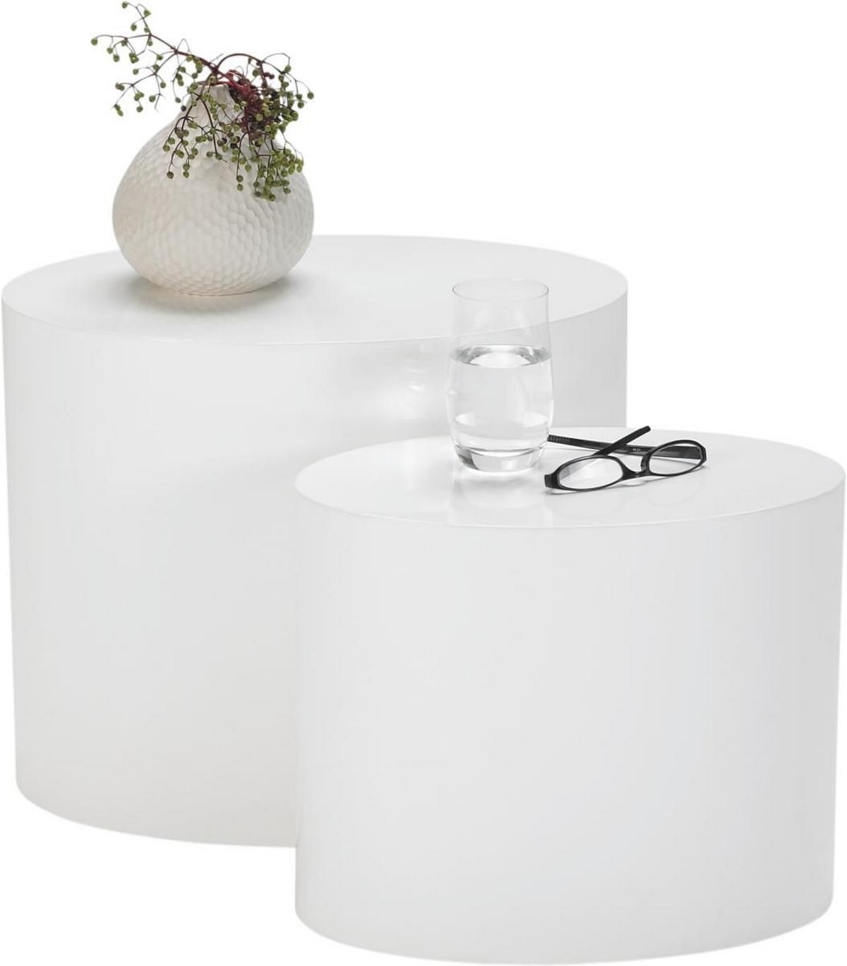 Couchtisch Rund 2er-Set Mice, Weiß - Weiß, Design, Holzwerkstoff (40/40cm) - Carryhome