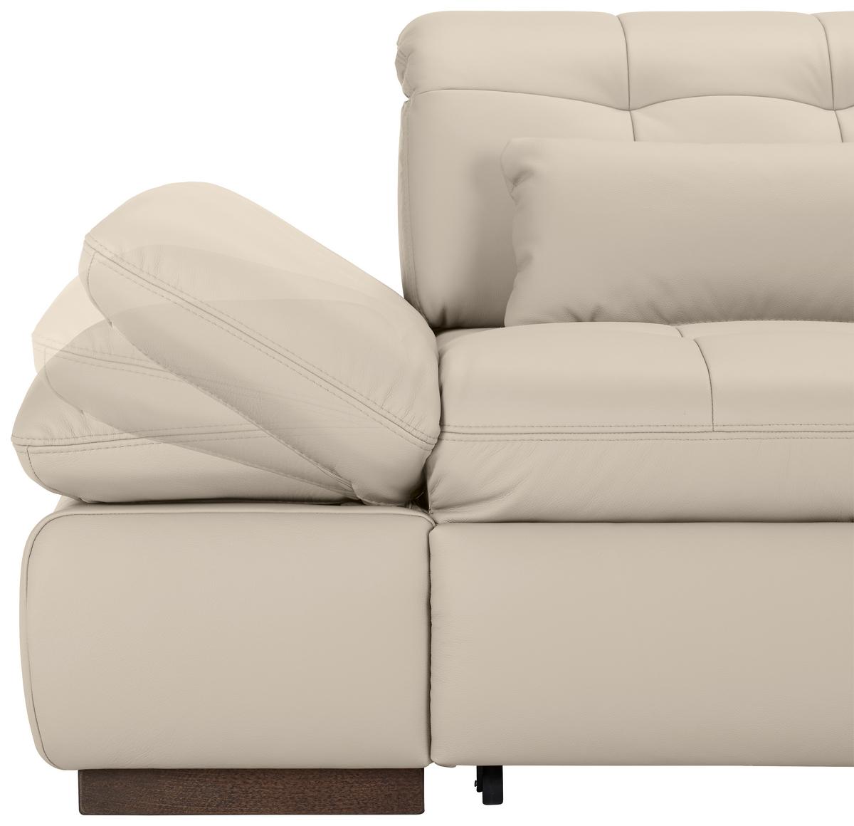 Rohová sedačka SANFINO, pravá, svetlě šedá pravá kůže - světle šedá/barvy chromu, Konvenční, kov/kůže (305/199cm) - Premium Living