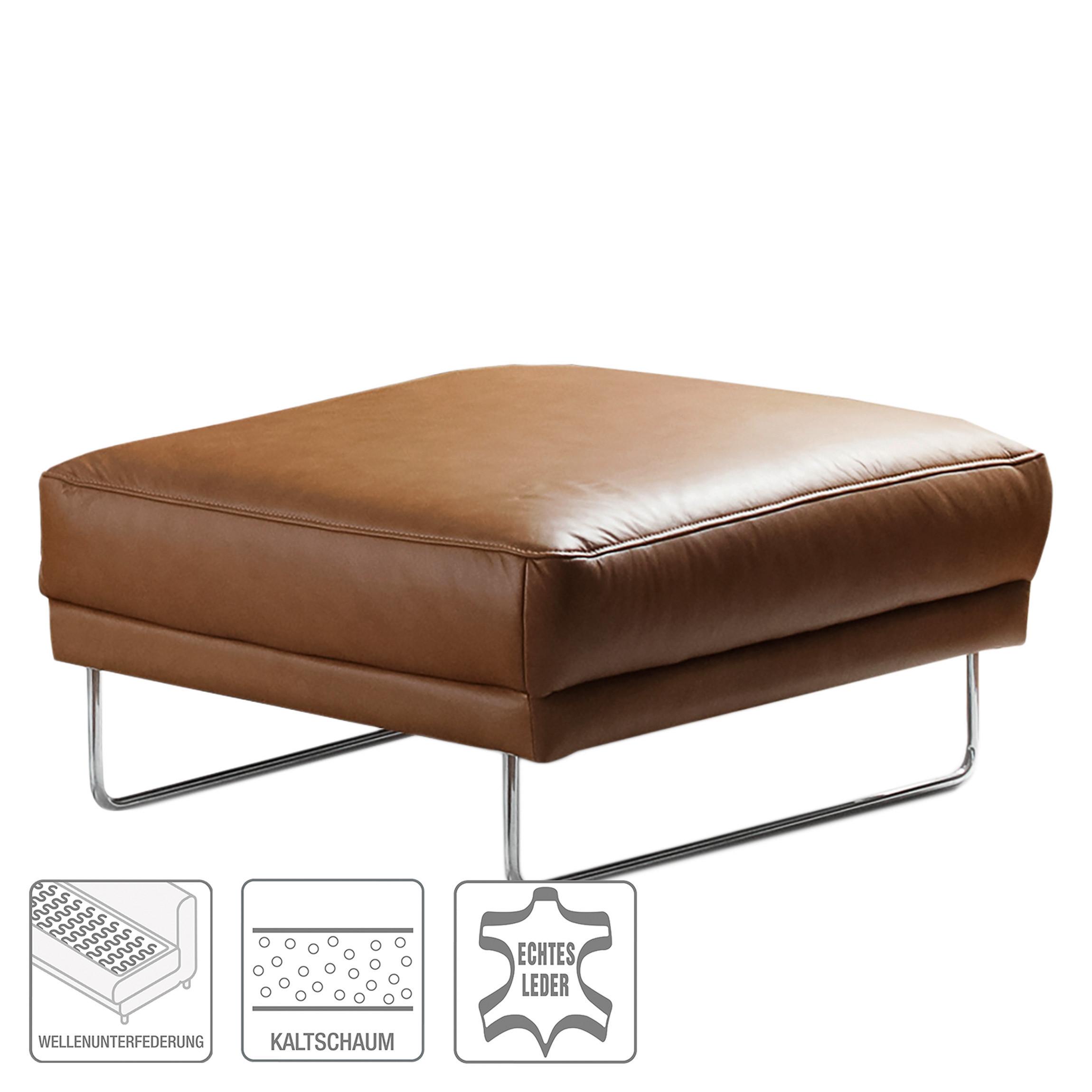 Ecksofa Spring Cognac Chrom B: 96 cm - Chromfarben/Cognac, Design, Leder (96/45/80cm) - Livetastic