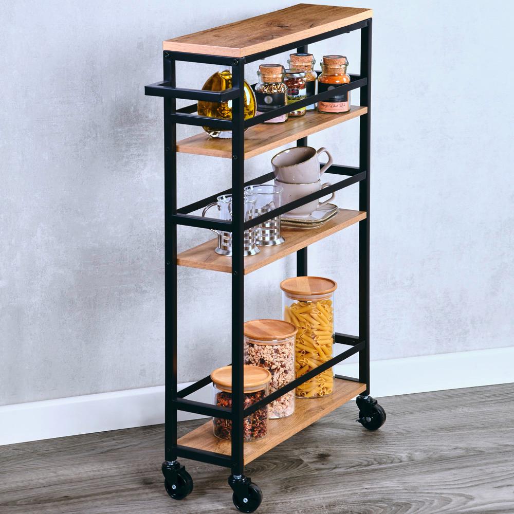 Allzweckwagen Schwarz, Eichefarben B: 50 cm - Eichefarben/Schwarz, Basics, Holzwerkstoff/Metall (50/81/15cm) - Kesper