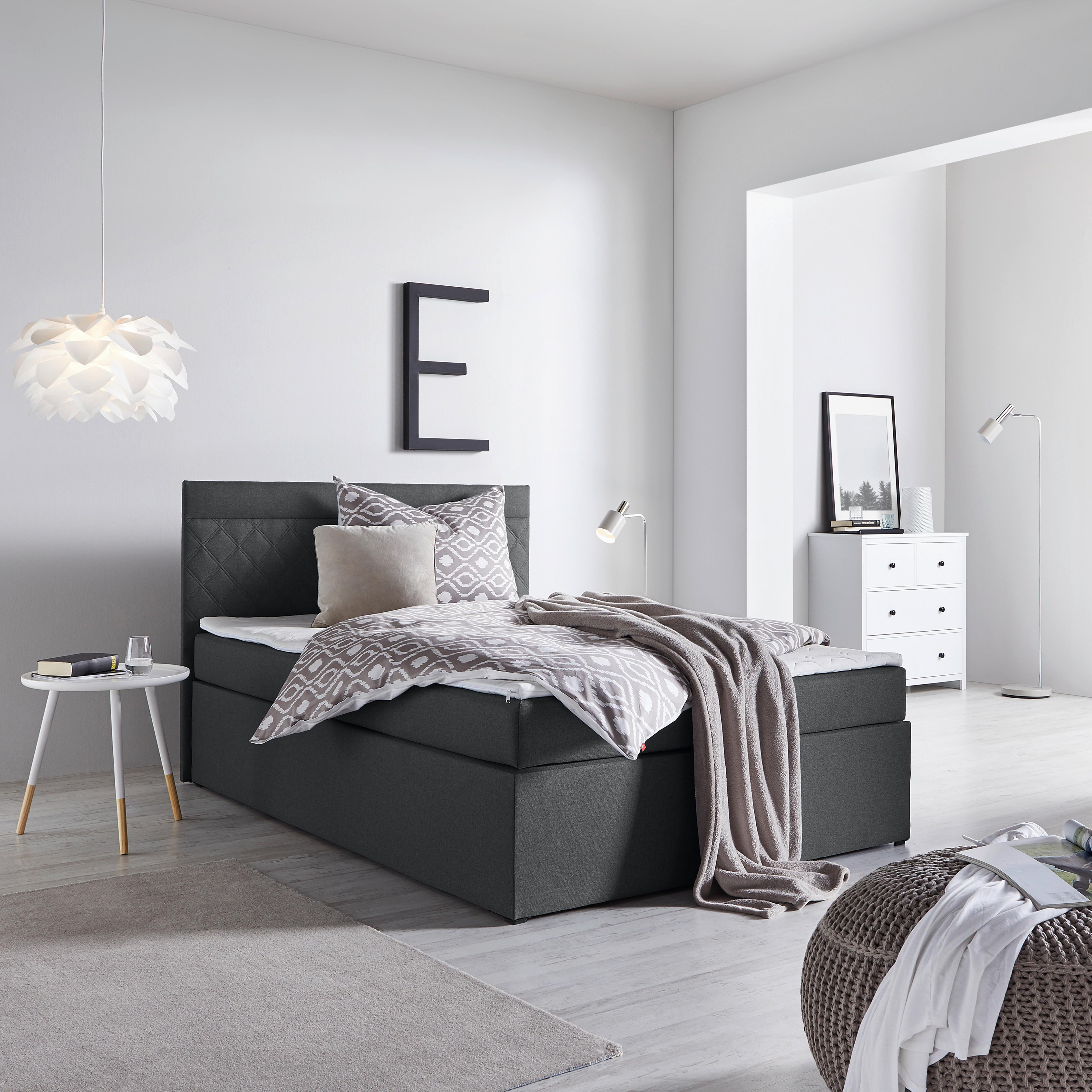 Boxspring postel ROSA, 140x200 cm, antracitová - antracitová/tmavosivá, Modern, drevo/kompozitné drevo (140/200cm) - Bessagi Home