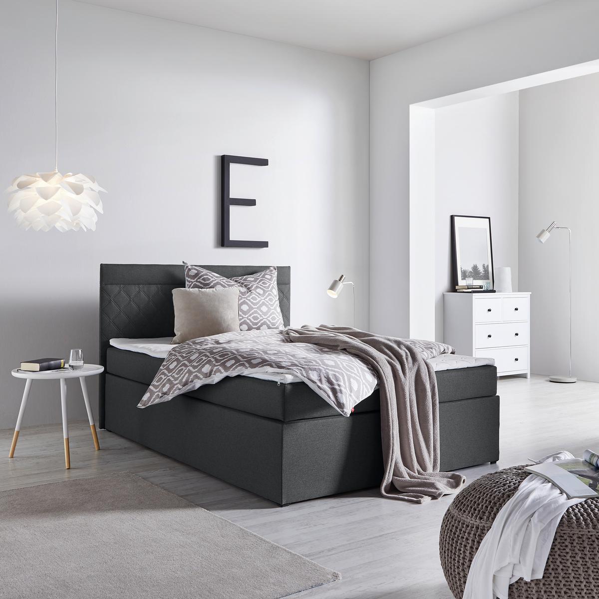 Boxspring postel ROSA, 140x200 cm, antracitová - tmavě šedá/antracitová, Moderní, dřevo/kompozitní dřevo (140/200cm) - Bessagi Home