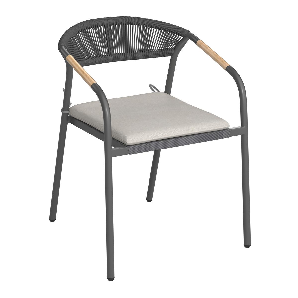 Sada záhradných kresiel BENICIO - sivá/prírodná farba, Modern, kov/textil (56/80/64cm) - Bessagi Garden