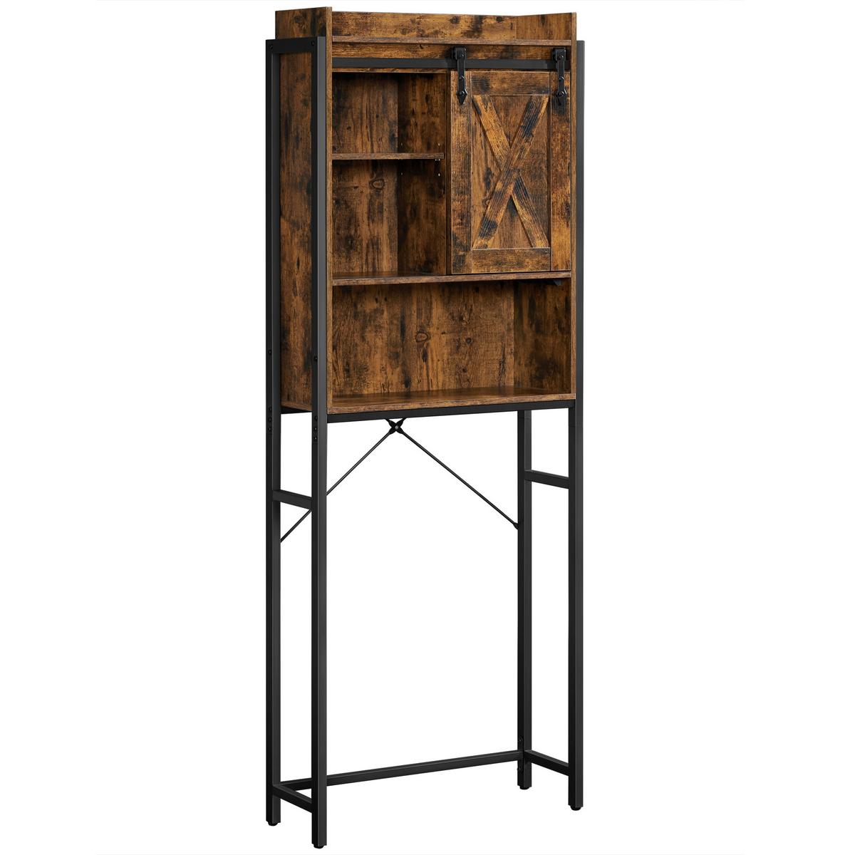 Waschmaschinenschrank Bts003b01 - Schwarz/Braun, Trend, Holzwerkstoff/Metall (64/171/24cm) - MID.YOU