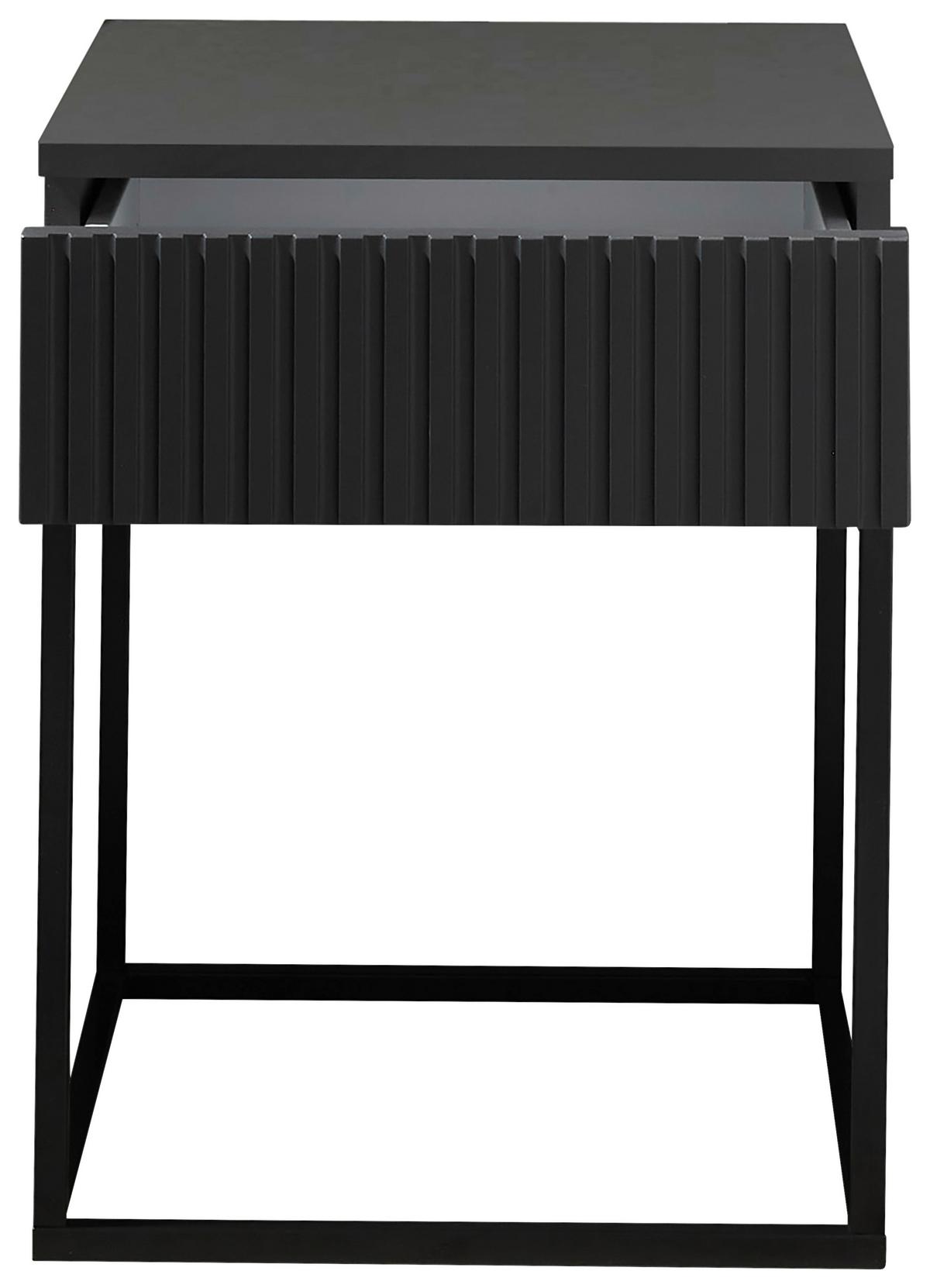 Nočný stolík MARLE grafit - čierna/grafitová, Modern, kov/kompozitné drevo (40/52/38,5cm) - Hom`in