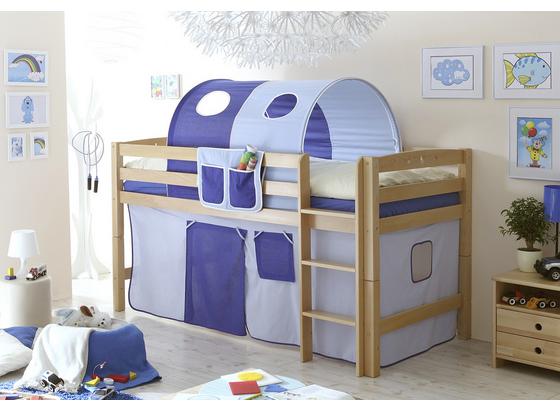 Betttasche aus Stoff in Hellblau/Dunkelbl.