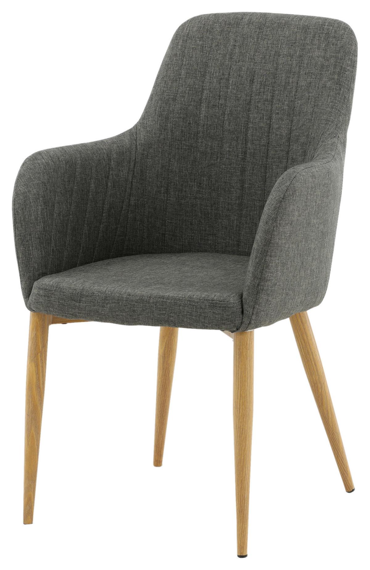 Stuhl-Set Comfort - Dunkelgrau/Naturfarben, Design, Textil/Metall (57/93/62cm) - Livetastic