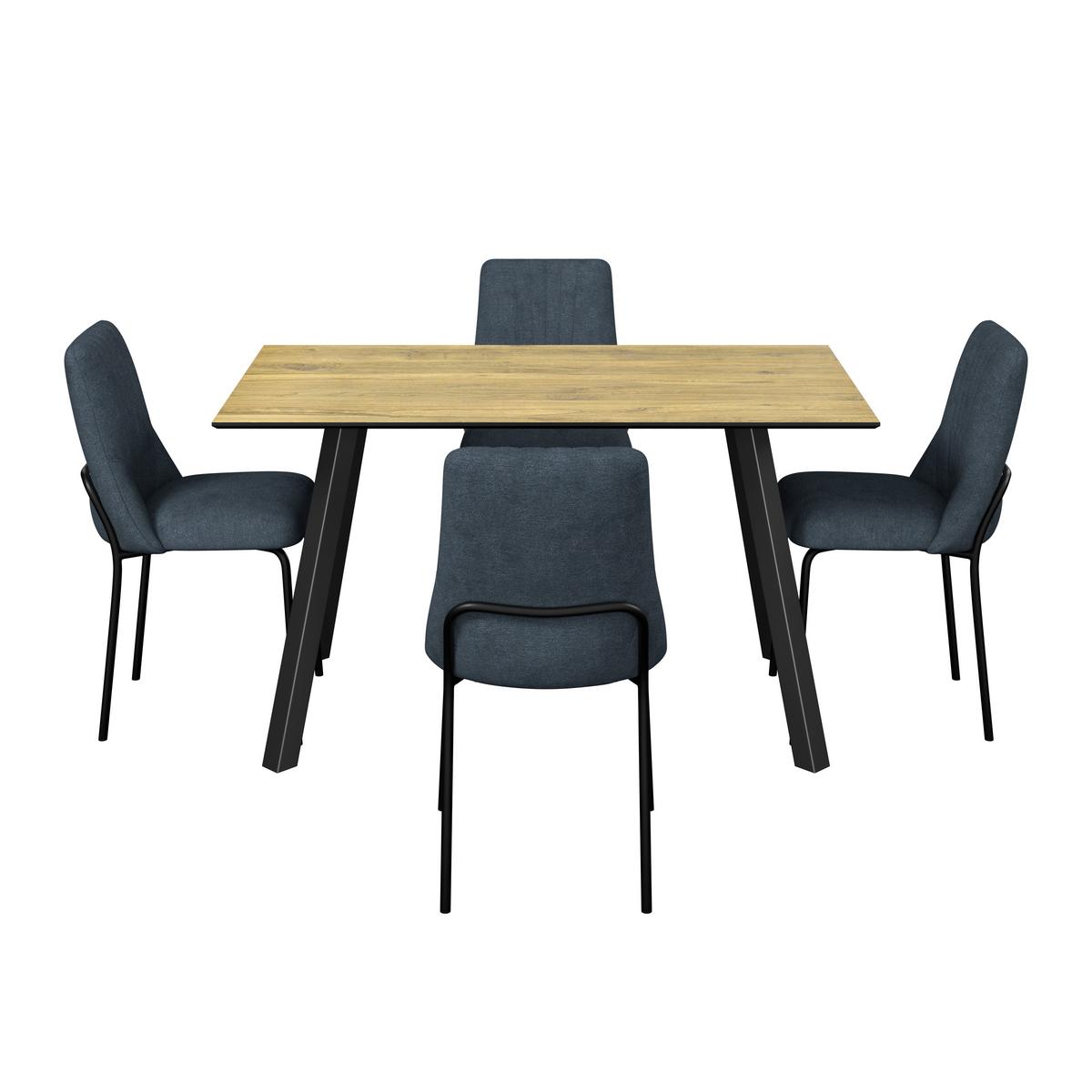 Tischgruppe Zurs 5-teilig Artisan Eiche/Leinenoptik grau - Eichefarben/Schwarz, Trend, Holz/Holzwerkstoff (140/75/80cm)