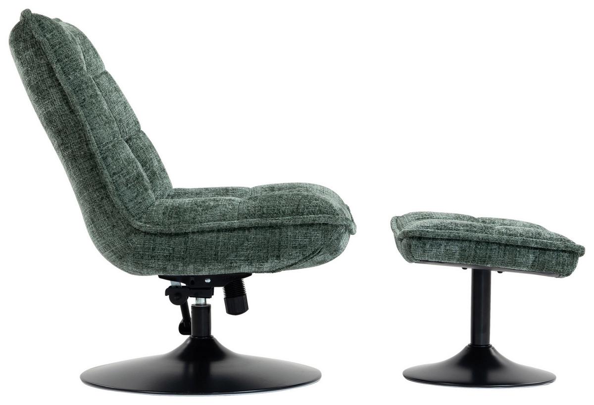 Relaxliege Kairo Grün Sitzfläche drehbar, B: 71 cm - Schwarz/Grün, MODERN, Holz/Textil (71/88/89cm)