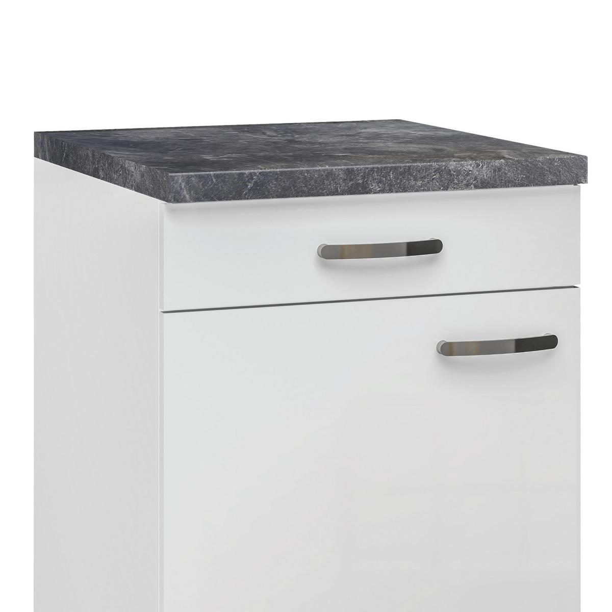 Küchenunterschrank Alba B: 60 cm Weiß/Schiefer mit Lade - Schieferfarben/Weiß Hochglanz, MODERN, Holzwerkstoff (60/86/60cm)