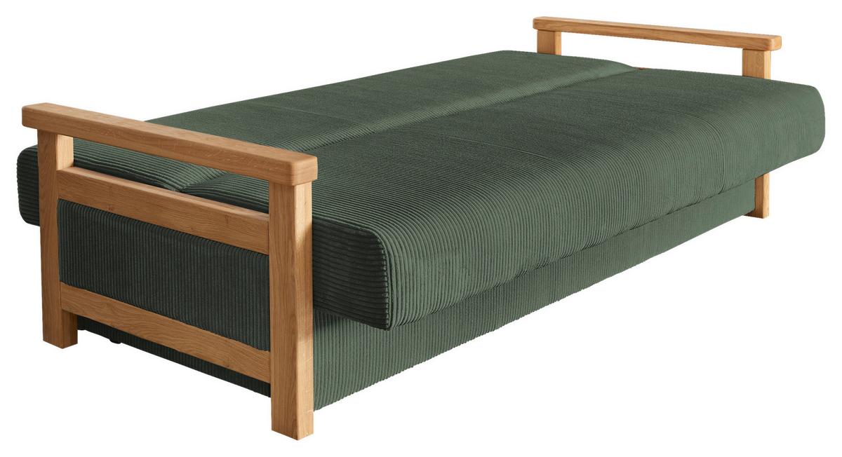 Schlafsofa Malaga Dunkelgrün B: 220cm - Dunkelgrün/Naturfarben, Design, Holz/Textil (220/90/90cm) - P & B