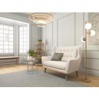 2-Sitzer-Sofa Henry, Silberfarben B: 144 cm - Eichefarben/Silberfarben, KONVENTIONELL, Textil (144/107/94cm) - Trendmanufaktur