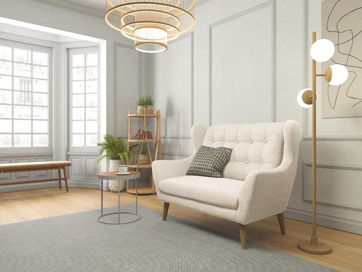 2-Sitzer-Sofa Henry, Silberfarben B: 144 cm - Eichefarben/Silberfarben, KONVENTIONELL, Textil (144/107/94cm) - Trendmanufaktur