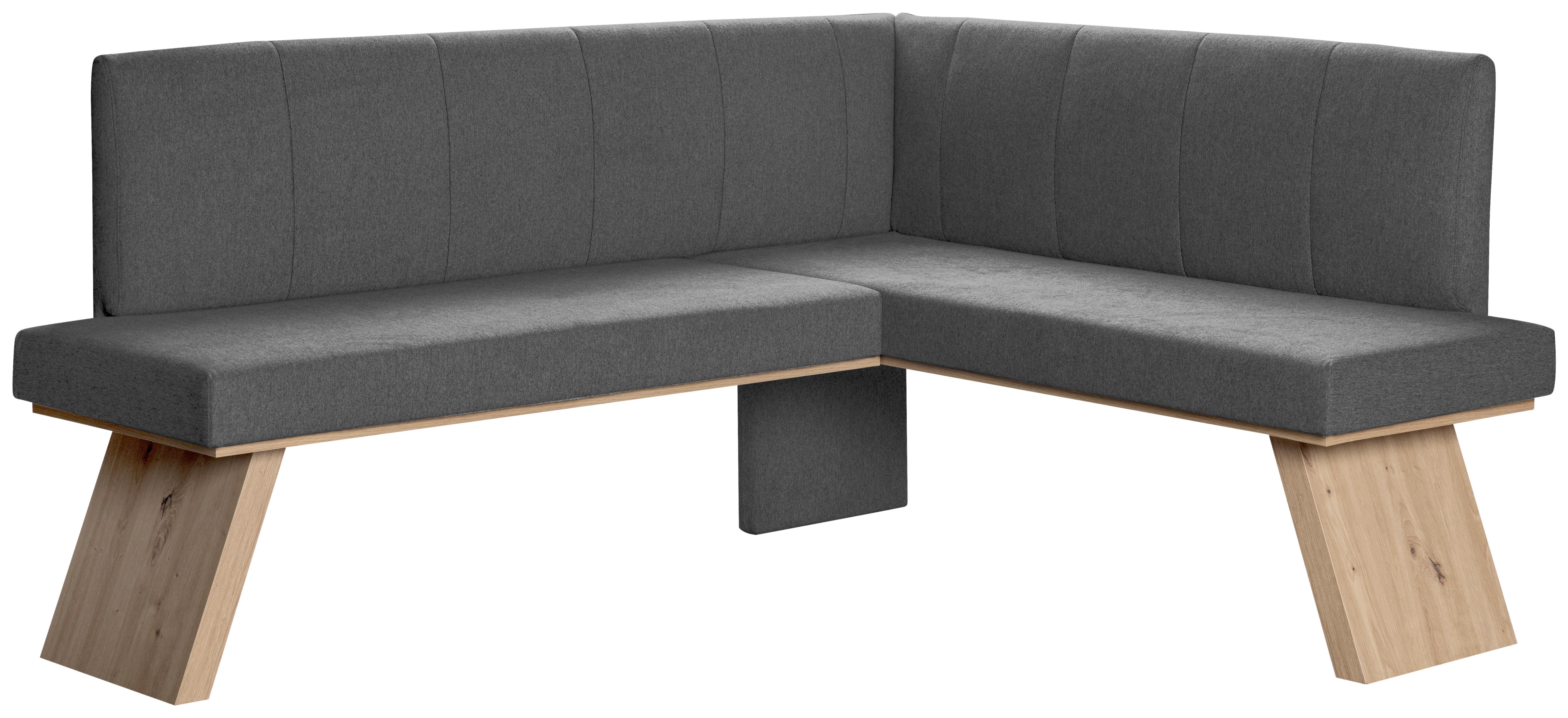 Eckbank Emma II - Eichefarben/Grau, KONVENTIONELL, Holzwerkstoff/Textil (185/150cm)