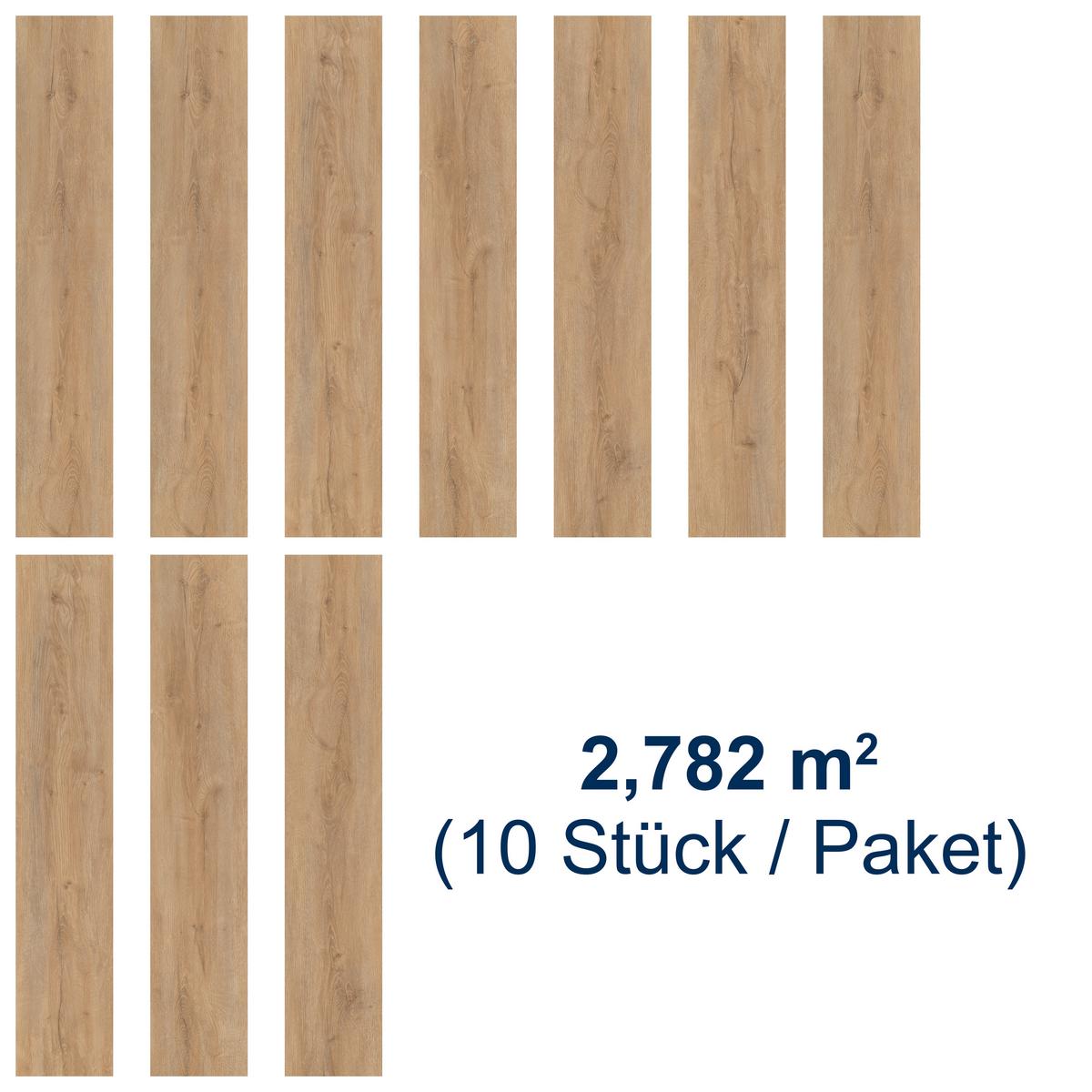 Designboden Eichefarben /Hellbraun Landhausdiele Stärke 3,8mm - Hellbraun/Eichefarben, Basics, Kunststoff (122/22.8/0.38cm)