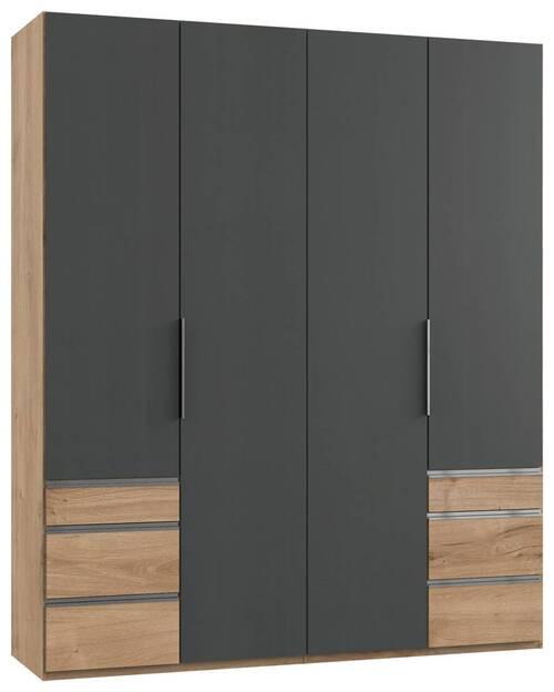 Drehtürenschrank 200cm Level, Graphit/Eiche Dekor - Eichefarben/Graphitfarben, MODERN, Holzwerkstoff (200/236/58cm) - MID.YOU