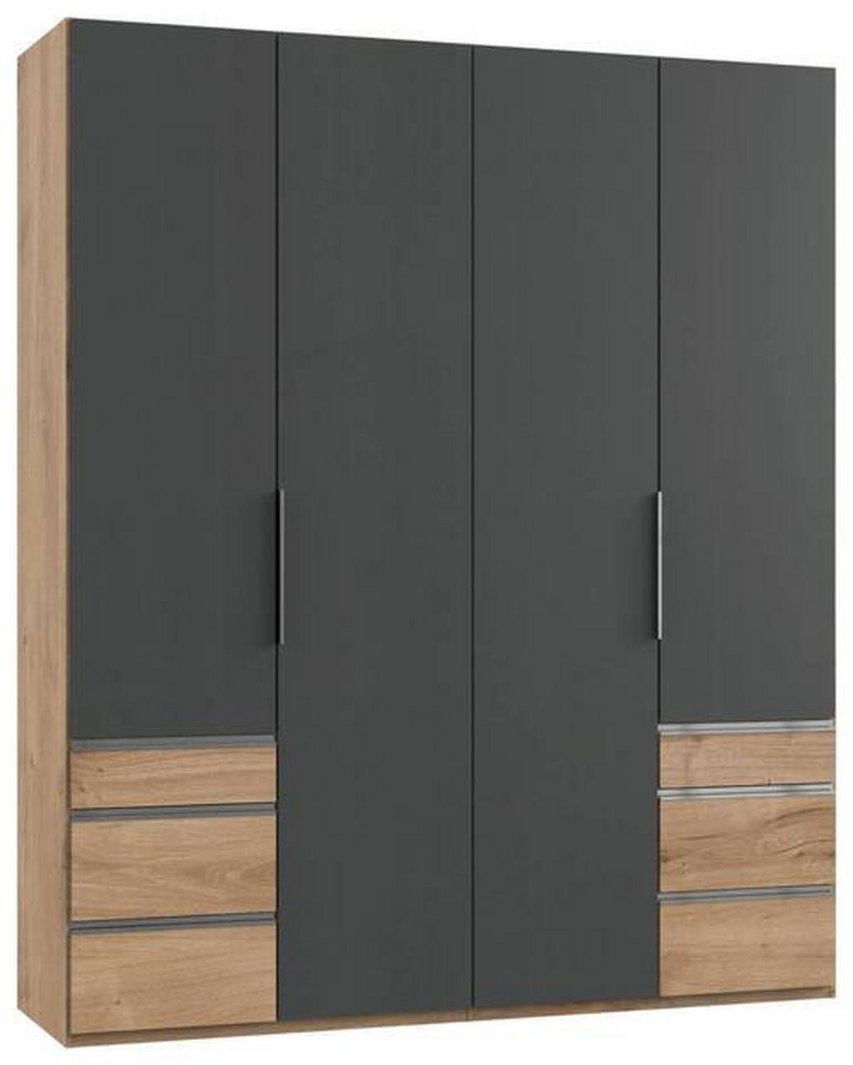 Drehtürenschrank 200cm Level, Graphit/Eiche Dekor - Eichefarben/Graphitfarben, MODERN, Holzwerkstoff (200/236/58cm) - MID.YOU