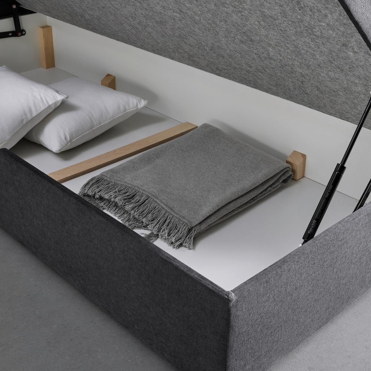 Postel Boxspring s topperem Maja, 180x200 - šedá/černá, Moderní, dřevo/textil (180/200cm) - Bessagi Home