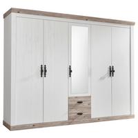 Kleiderschrank Florenz Pinie Weiß Dekor, B: 265cm - Hellbraun/Pinienfarben, Design, Holzwerkstoff (265/201/60cm) - MID.YOU