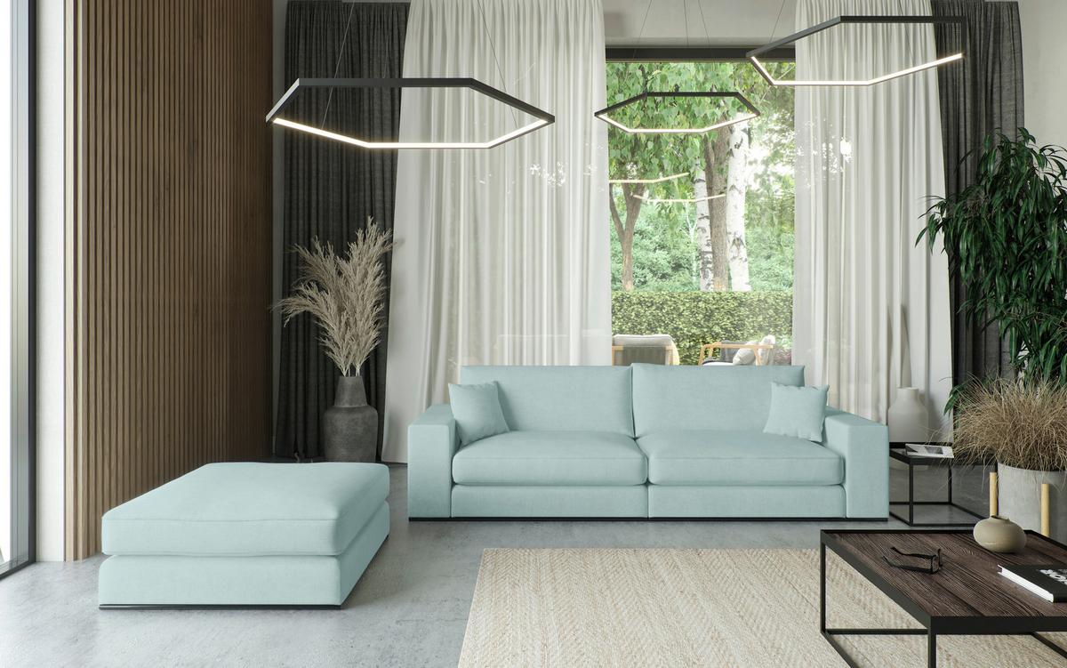 Sitzgarnitur Alberta 2-Teilig Türkis B: 139 cm - Türkis/Schwarz, Design, Holz/Textil (278/85/103cm) - Livetastic