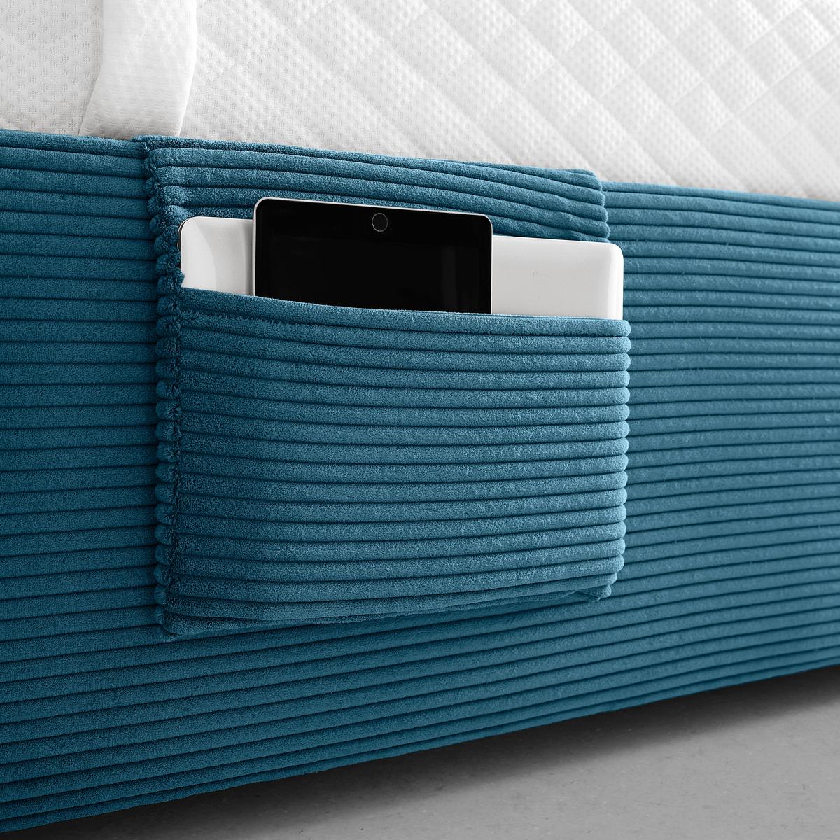 Posteľ Remi s bočnicami 140x200, poťah pastelový modrý - prírodná farba/pastelová modrá, Konventionell, drevo/textil (140/200cm)