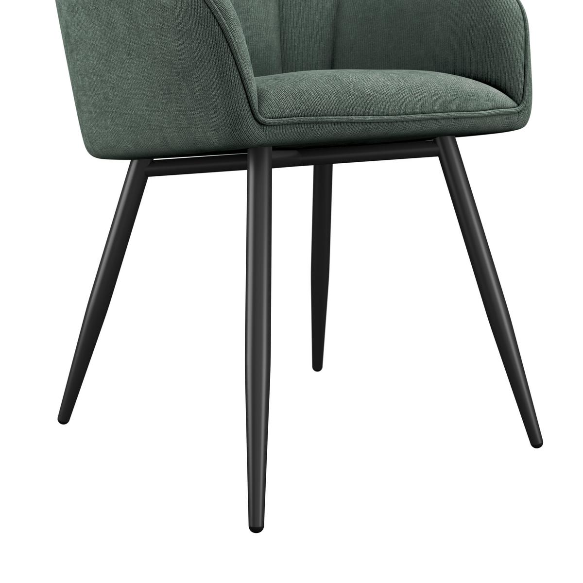 Armlehnstuhl Caro grün gepolstert - Schwarz/Grün, KONVENTIONELL, Holz/Textil (55/83/61cm) - Nedis SmartLife