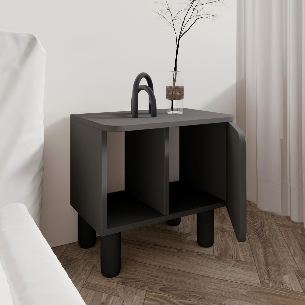 NACHTTISCH River Anthrazit B: 50cm - Anthrazit, Design, Holzwerkstoff (50/30/49cm) - Livetastic