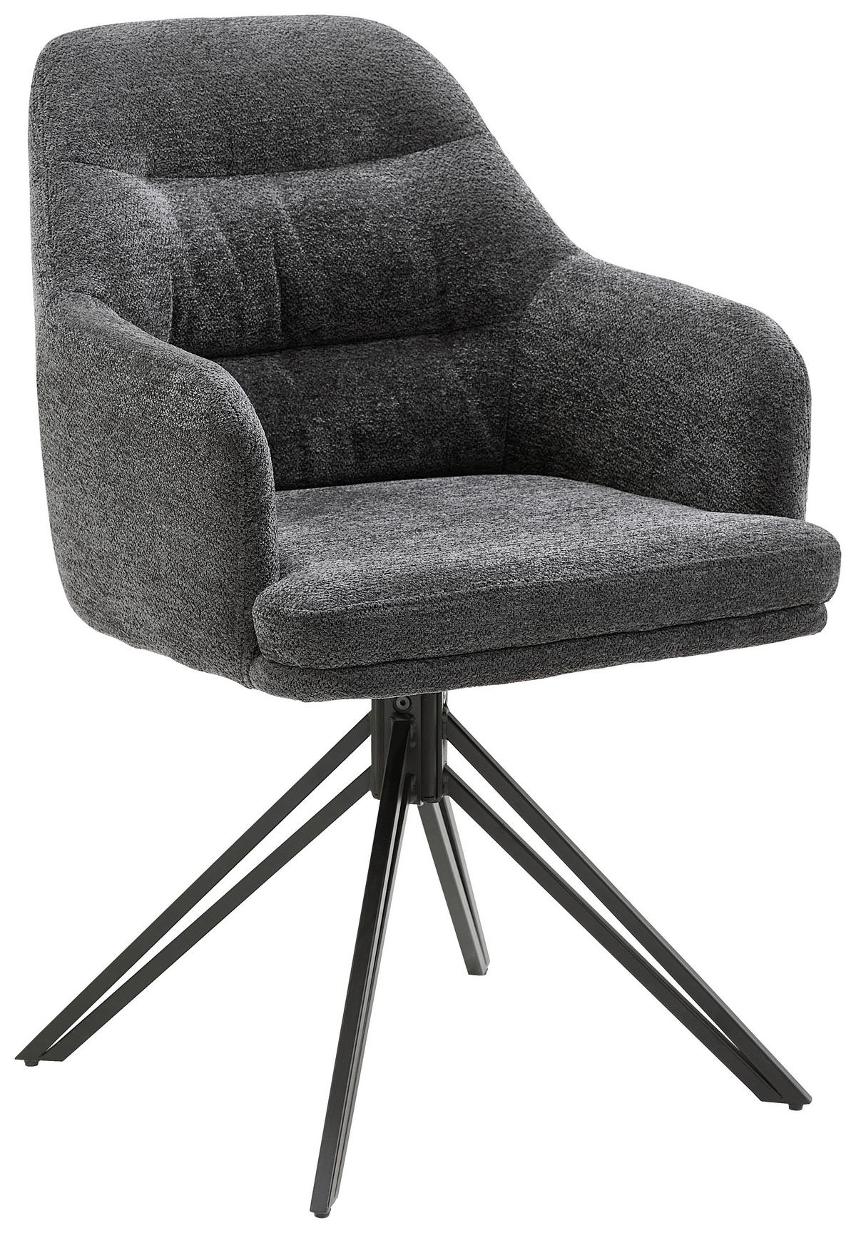 Armlehnstuhl Emilia - Anthrazit/Schwarz, MODERN, Textil/Metall (56,5/85,5/60cm) - MID.YOU