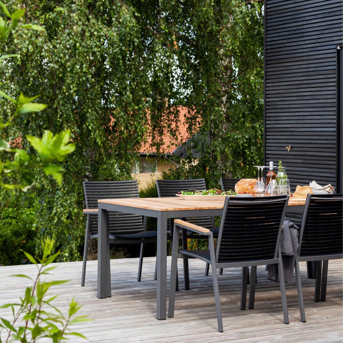 Gartentischgruppe Mood Extreme - Anthrazit/Schwarz, Natur, Holz/Kunststoff (56,5/84/62cm) - Gardenson
