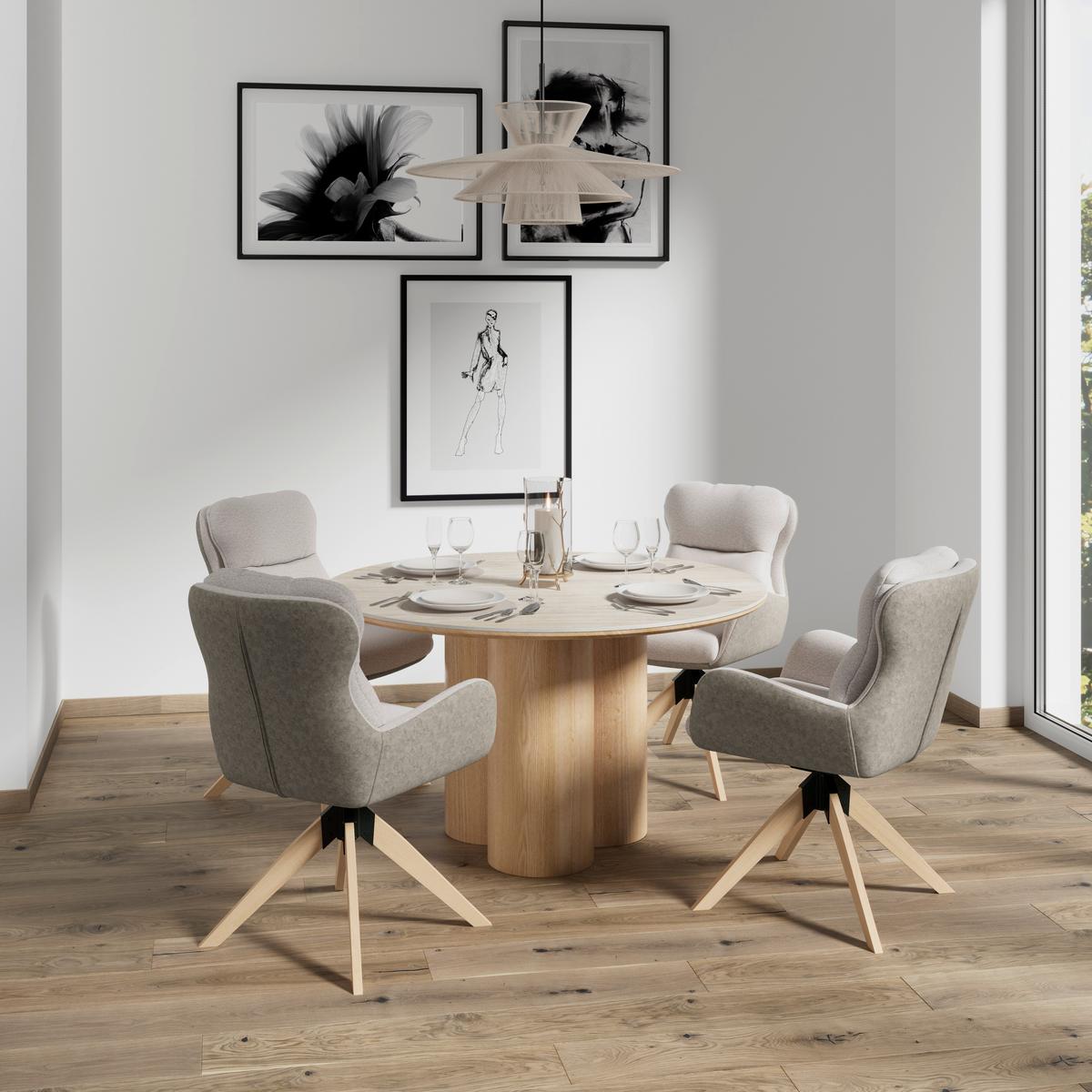 Židle s podrúčkami Neelia, šedobéžová - šedobéžová/přírodní barvy, Moderní, kov/dřevo (71/60/94cm) - Bessagi Home