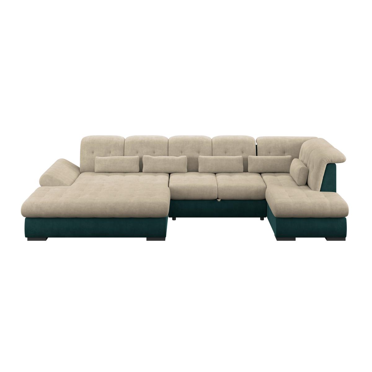 Wohnlandschaft Madera Cremefarben S: 358x212 Cm - Türkis/Creme, KONVENTIONELL, Kunststoff/Textil (190/358/212cm)