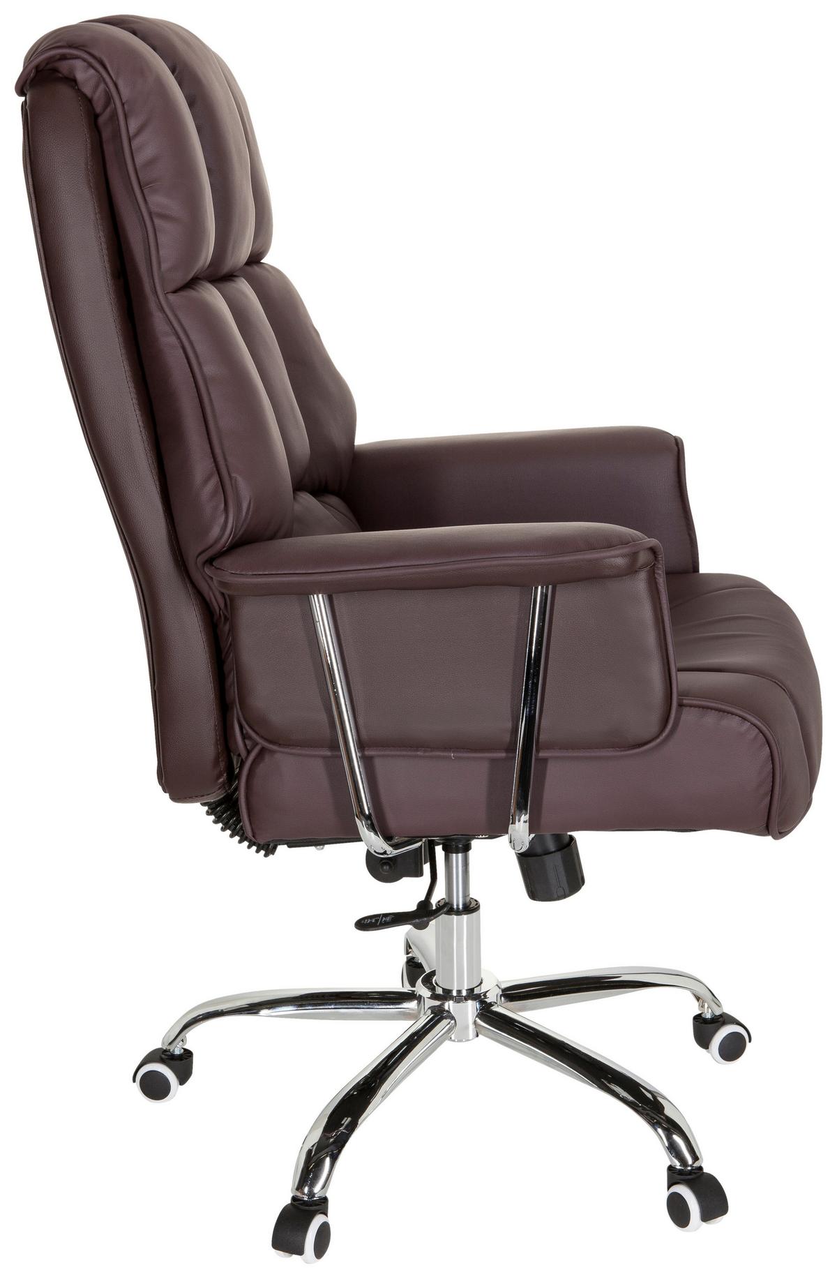 Chefsessel Commander Lederlook Braun Bis 130kg - Chromfarben/Braun, MODERN, Kunststoff/Textil (75/130/64cm) - MID.YOU