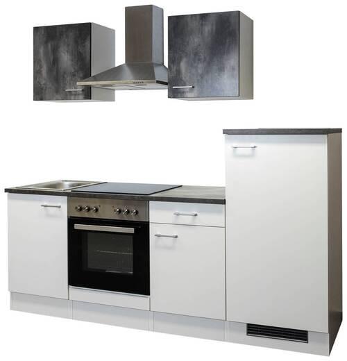 Küchenblock Lucca Weiß/Graubraun B: 220 cm - Graubraun/Weiß, MODERN, Holzwerkstoff (220cm) - FlexWell