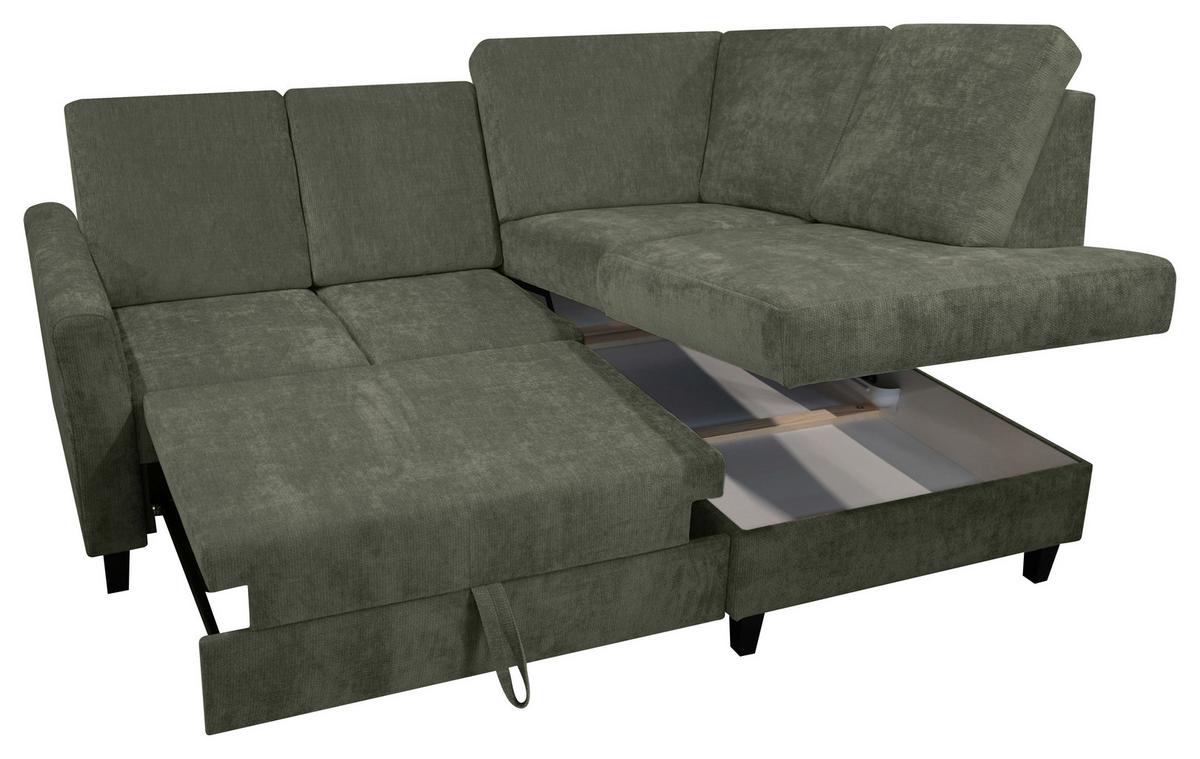 Rohová sedačka ALTON, pravá, tmavozelená ženilka - tmavozelená, Konventionell, drevo/textil (211/166cm)