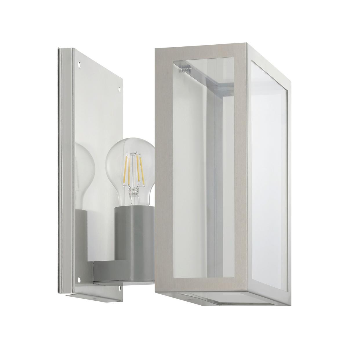 Außenwandleuchte Alamonte 60w Metall Glas, Wandmontage - Klar/Edelstahlfarben, KONVENTIONELL, Glas/Metall (26/17/10cm) - Eglo