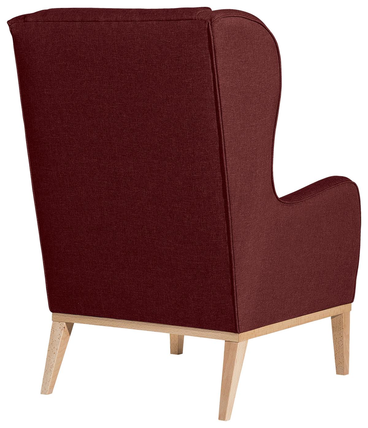 Ohrensessel Angelo - Rot/Naturfarben, KONVENTIONELL, Textil (66/104/78cm) - Max Winzer