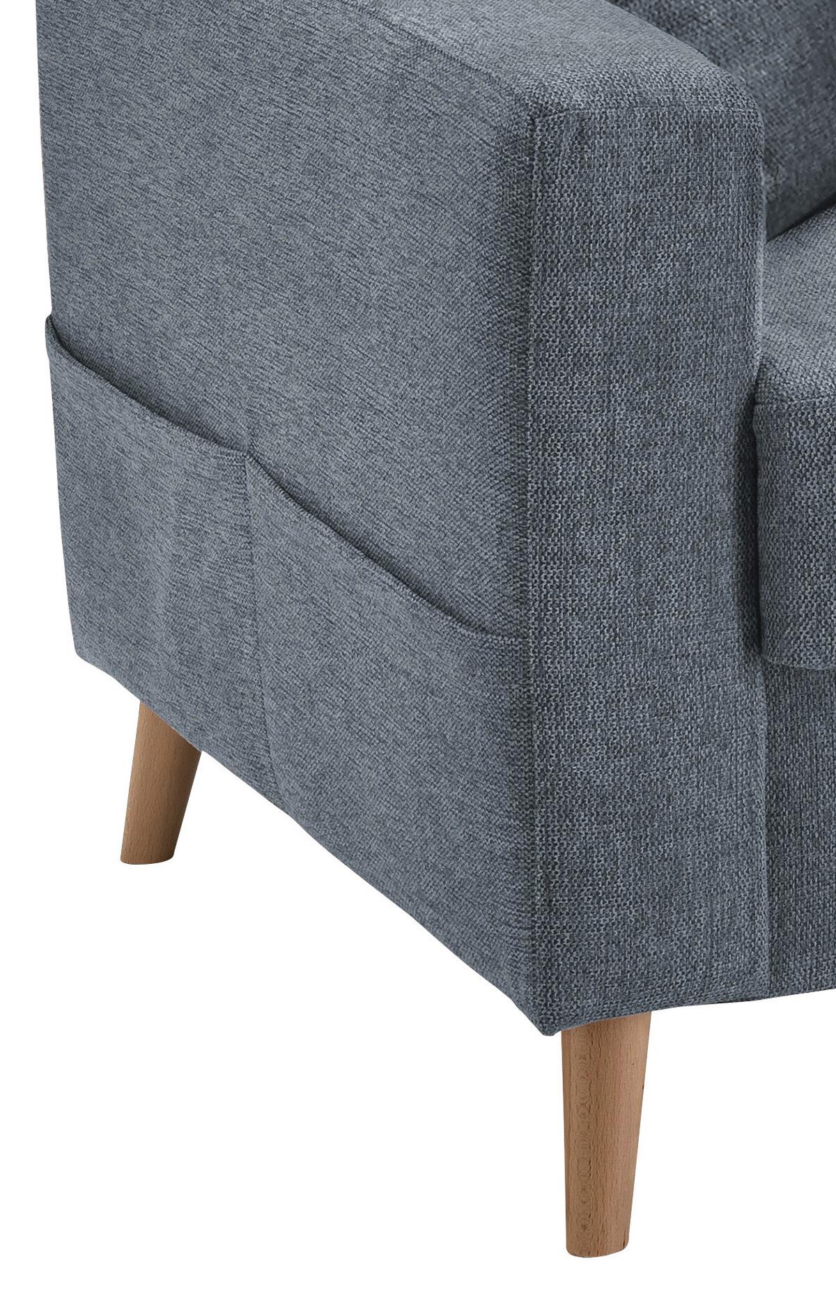 Ecksofa  mit Schlaffunktion Valentina mit Kissen Blau - Blau/Naturfarben, KONVENTIONELL, Textil (228/150cm) - P & B