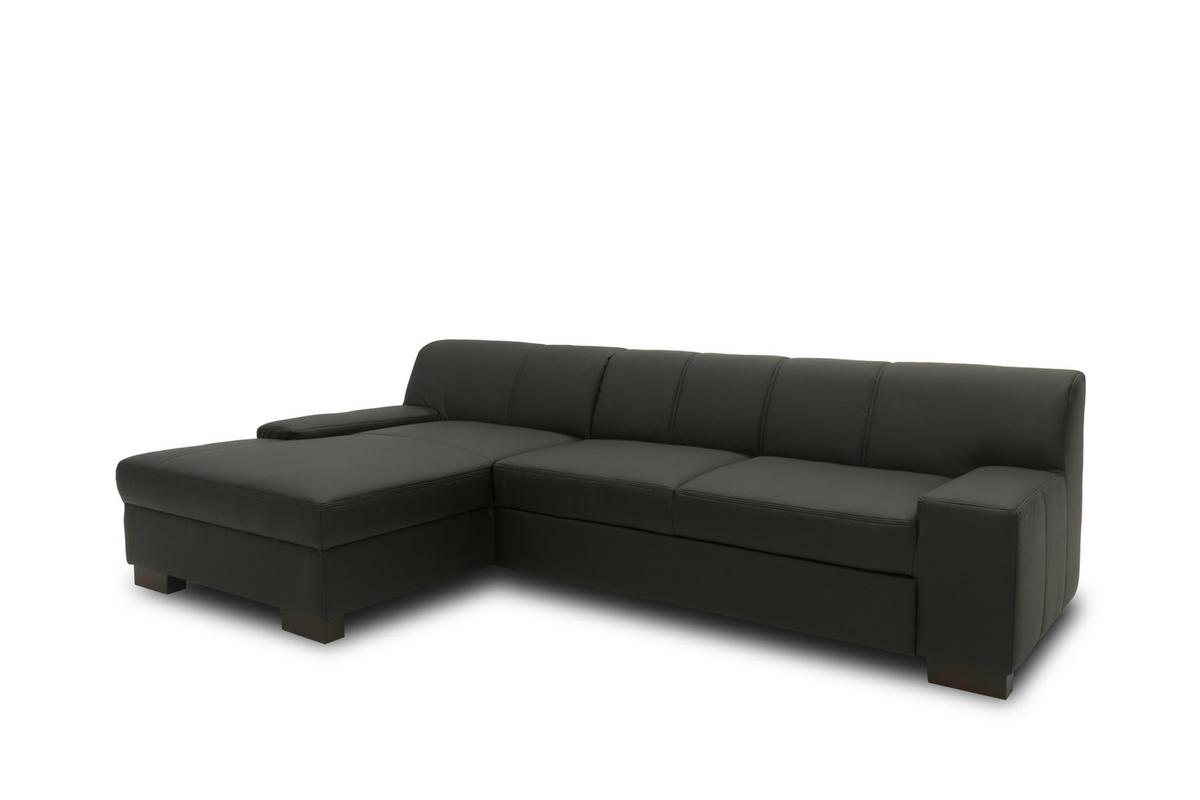 Ecksofa Mit Schlaffunktion Norma Schwarz Lederlook - Wengefarben/Schwarz, Design, Textil (153/268cm) - MID.YOU
