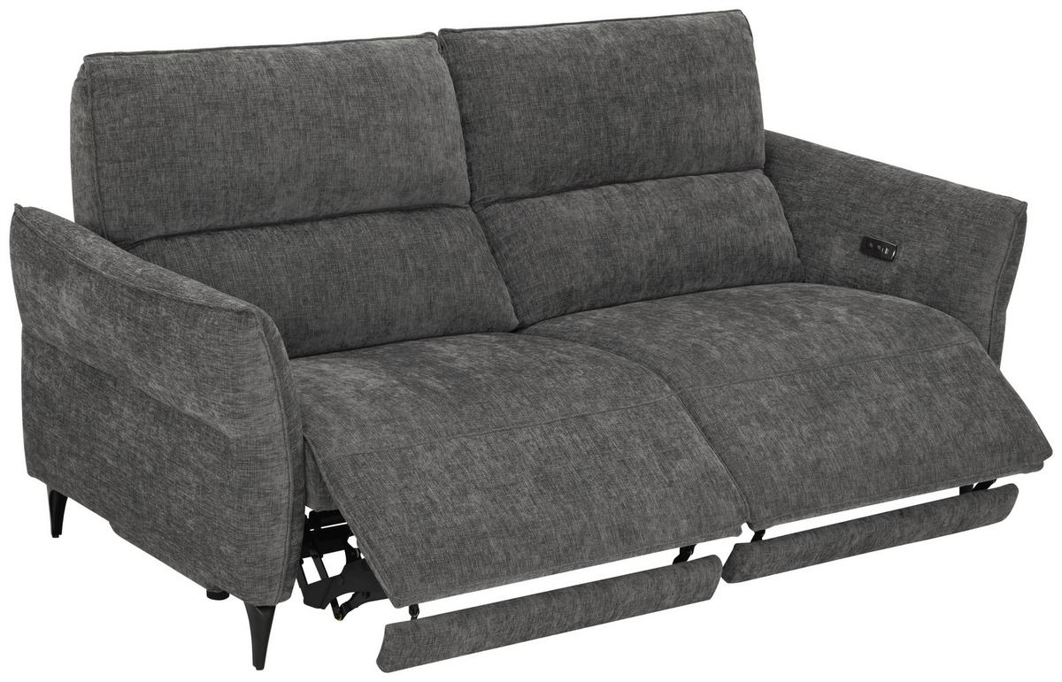 Dvoumístná pohovka CAPE TOWN, šedá, eletrická relax.funkce - černá/tmavě šedá, Moderní, kov/dřevo (200/98/93cm) - Mömax