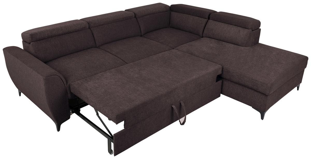 Ecksofa Lapis Dunkelbraun S: 255/217 Cm - Dunkelbraun/Schwarz, KONVENTIONELL, Textil (255/217cm) - MID.YOU