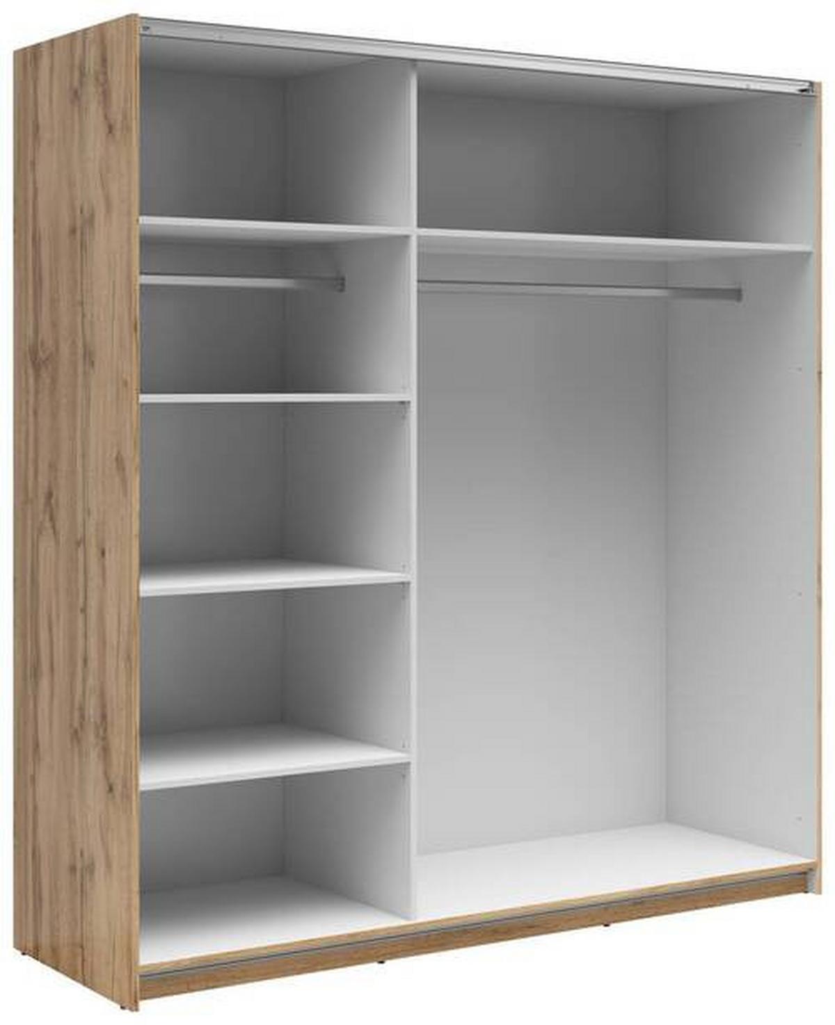 Schwebetürenschrank Tetrix - Eiche Wotan, MODERN, Holzwerkstoff (183/195,5/60cm) - MID.YOU