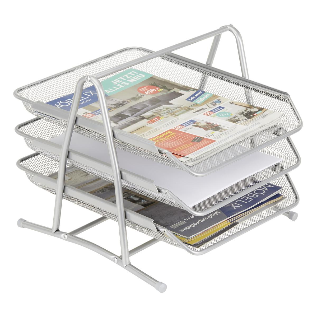 Briefablage Mesh - Silberfarben, Metall (35/27,5/29,5cm) - Mömax