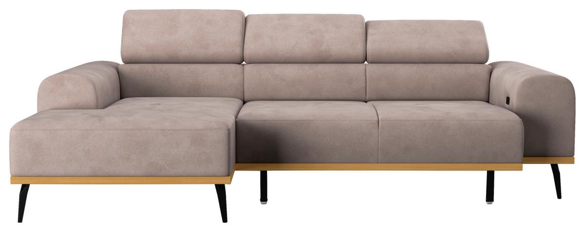 Ecksofa Sandfarben Mit Sitzvorzug S: 157x244 Cm - Sandfarben/Schwarz, KONVENTIONELL, Textil (157/244cm) - Cotta
