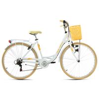 Citybike Damen 28 Zoll Cantaloupe mit Korb 6 Gänge - Gelb/Weiß, Basics, Metall (180/70cm) - Da Capo