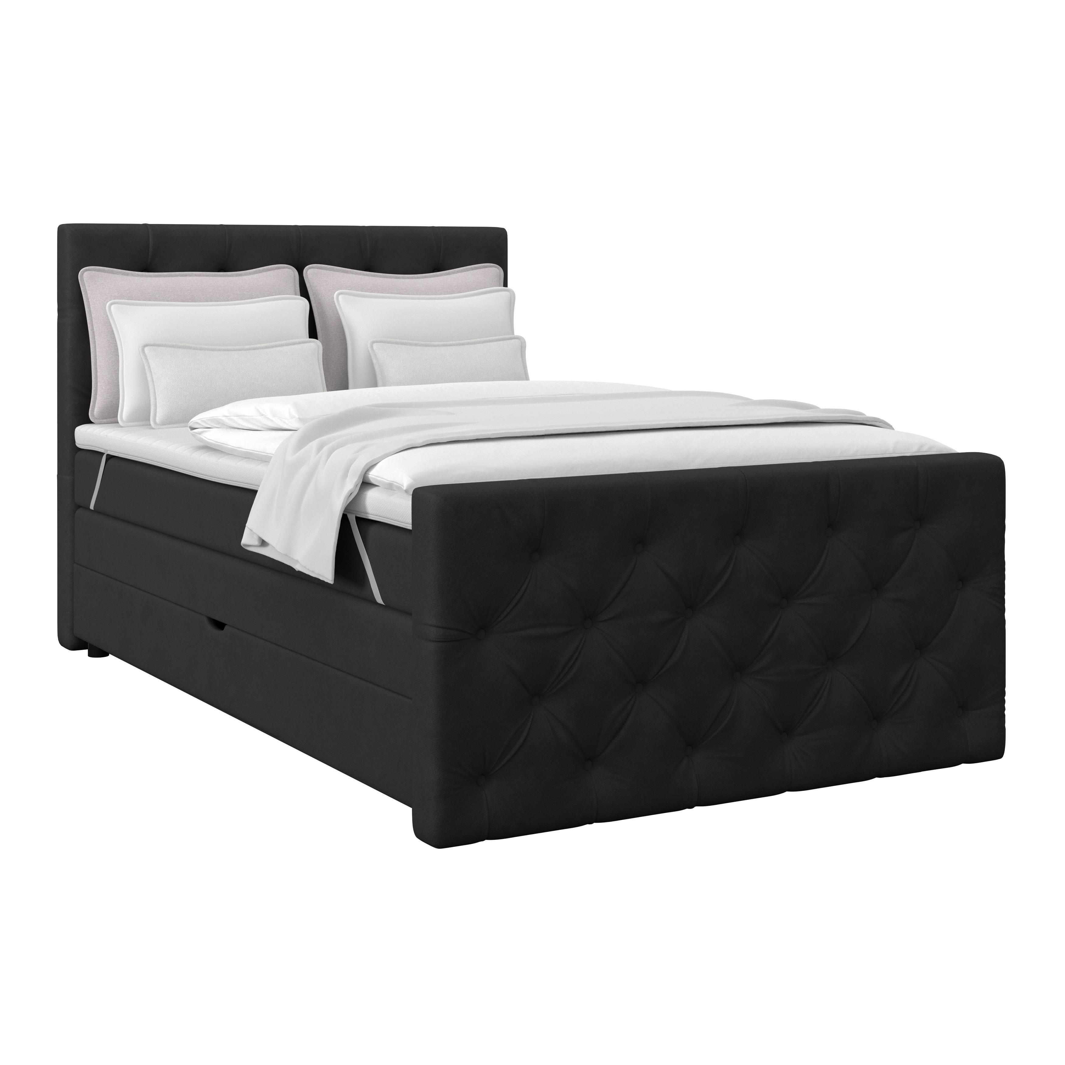 Boxspringbett Elio Schwarz 140x200 cm H4