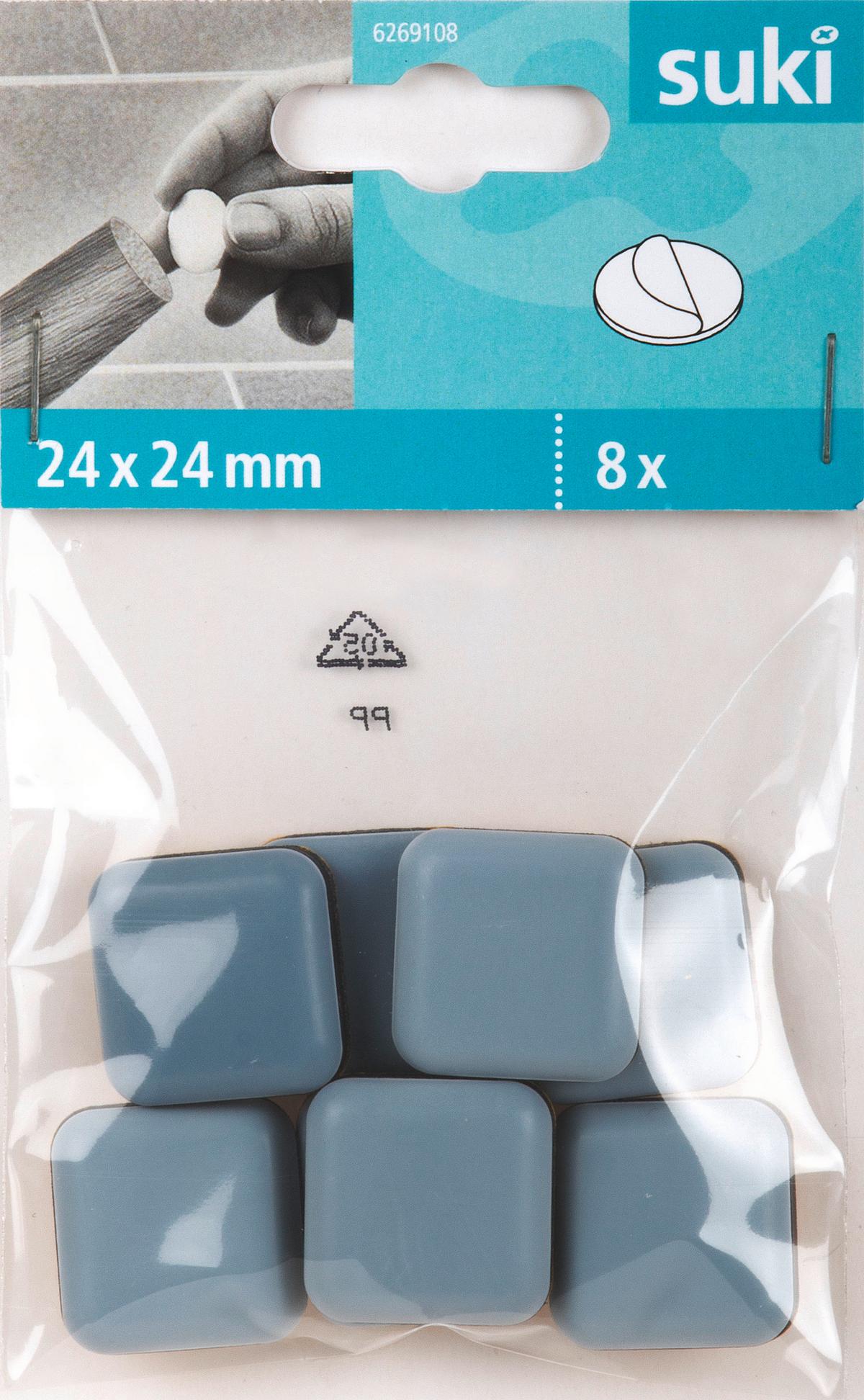 Bútorláb 24x24mm 8db - szürke, műanyag (2,4/2,4/0,5cm) - Suki