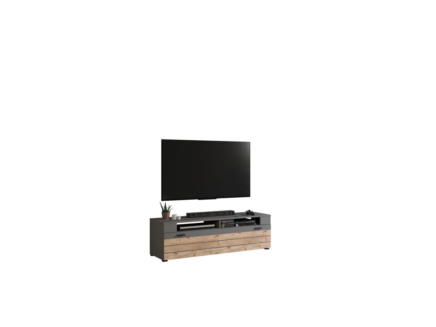 Tv- Element Freno B: 140 Cm Grau Nb, Nox Oak Dekor - KONVENTIONELL, Holzwerkstoff (140/42/40cm) - MID.YOU