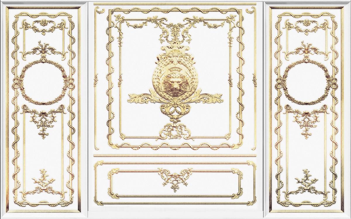 Vliestapete Roaring Royal - Goldfarben/Weiß, Basics (400/250cm) - Komar